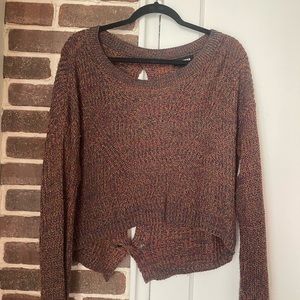 Previously worn Express Rainbow Knit Braided Cropped Sweater
